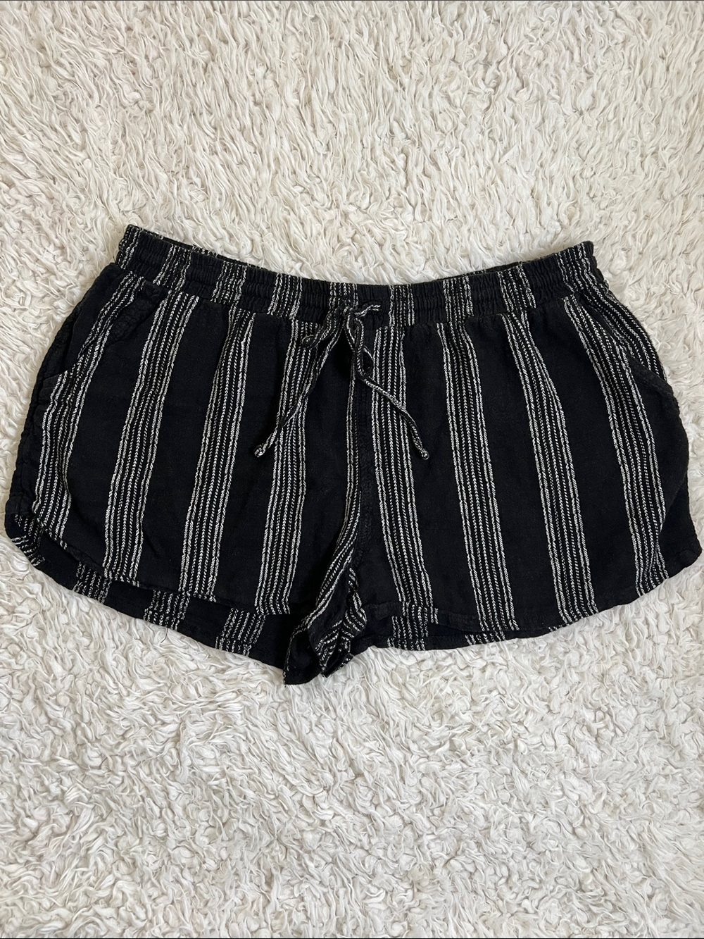 Universal Thread Linen Shorts Black White Casual Size Large